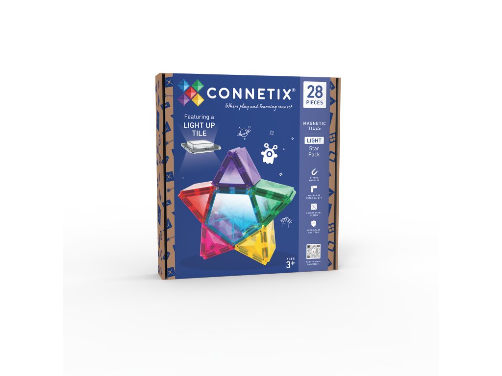 Connetix Tiles - Magnetická stavebnice se světelným LED dílkem 28ks