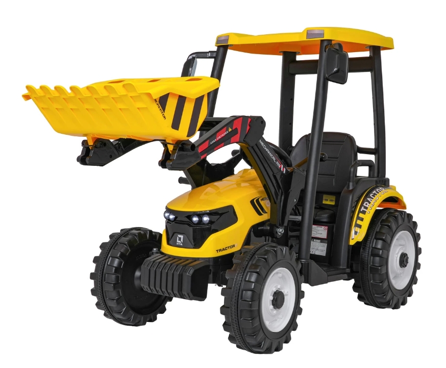 Dětský elektrický traktor MEGA D68 24V s přívěsem žlutý - Obrázek 2