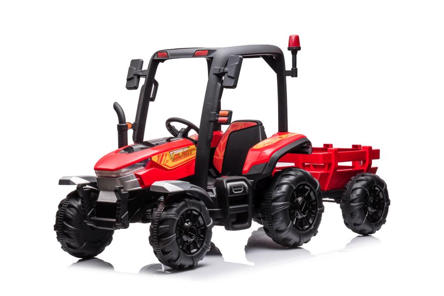 Dětský elektrický traktor s přívěsem BLT červený