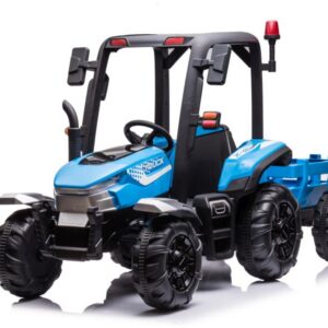 Dětský elektrický traktor s přívěsem BLT modrý
