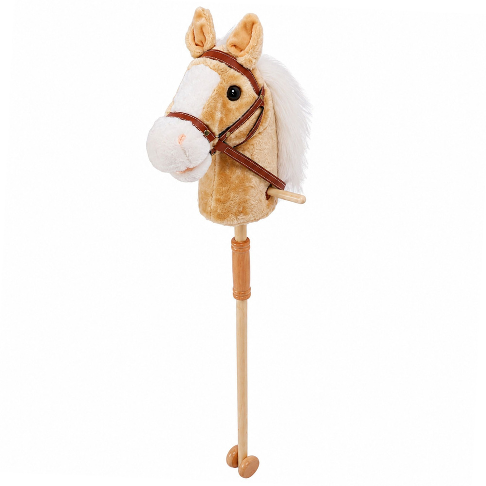 Kůň na tyči Hobby Horse se zvuky a kolečky 100 cm béžový - Obrázek 2
