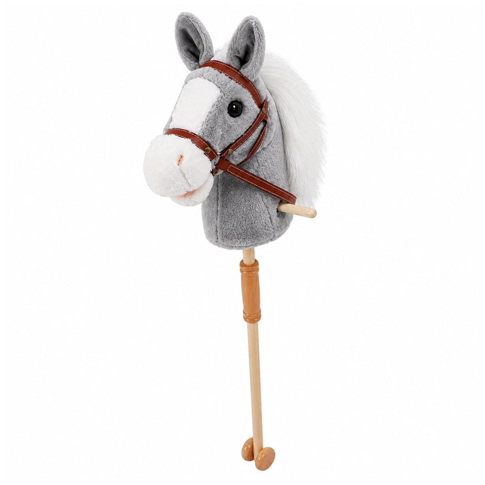 Kůň na tyči Hobby Horse se zvuky a kolečky 100 cm šedý - Obrázek 2