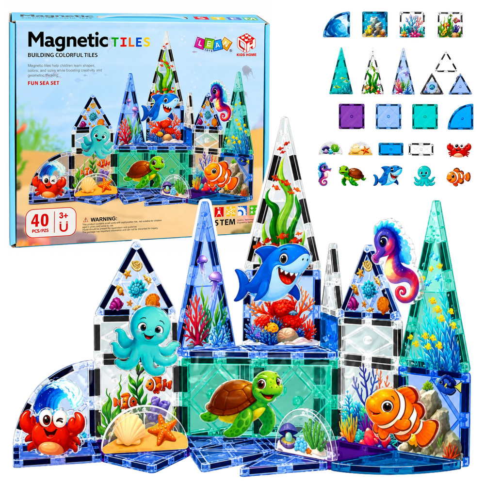 Magnetická stavebnice mořská zvířata 40 dílků