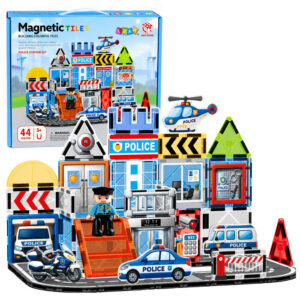 Magnetická stavebnice policejní základna s vozidly 44 dílků