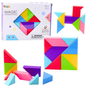 Magnetické kostky Tangram se samolepkami 9 dílků