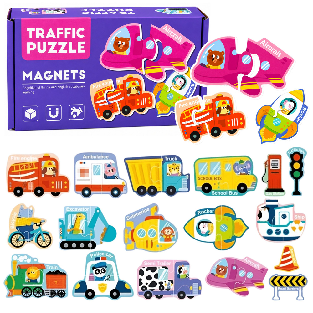 Magnetické puzzle dopravní prostředky 30 dílků