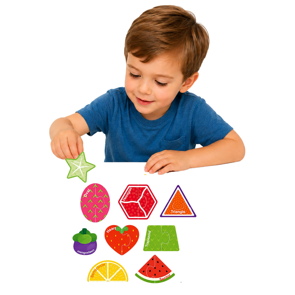 Magnetické puzzle geometrické tvary a ovoce 30 dílků - Obrázek 2
