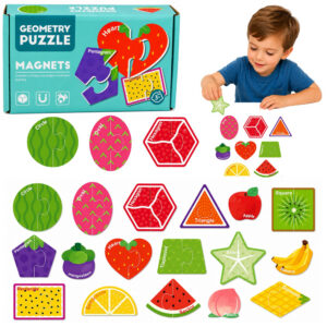 Magnetické puzzle geometrické tvary a ovoce 30 dílků