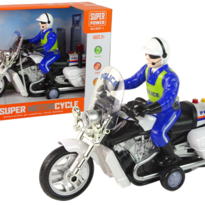 Policejní motorka s policistou a efekty