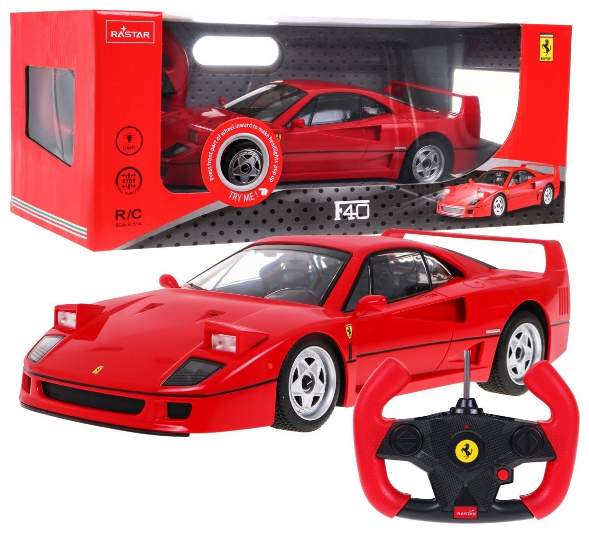 RASTAR Auto na dálkové ovládání R/C Ferrari F40 Rastar 1:14 červené