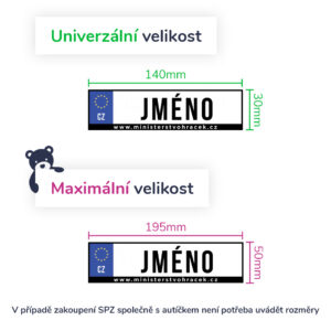 Vlastní SPZ s nápisem na elektrické autíčko