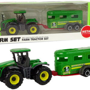 Zelený traktor s přívěsem