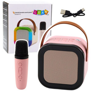 Bezdrátový karaoke reproduktor s mikrofonem K12 RGB Bluetooth růžový