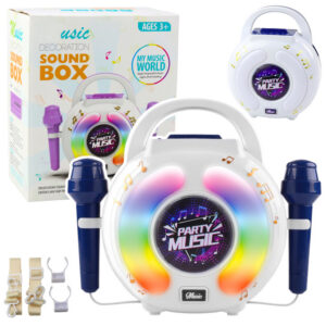 Bezdrátový karaoke reproduktor s mikrofony s bluetooth a diody