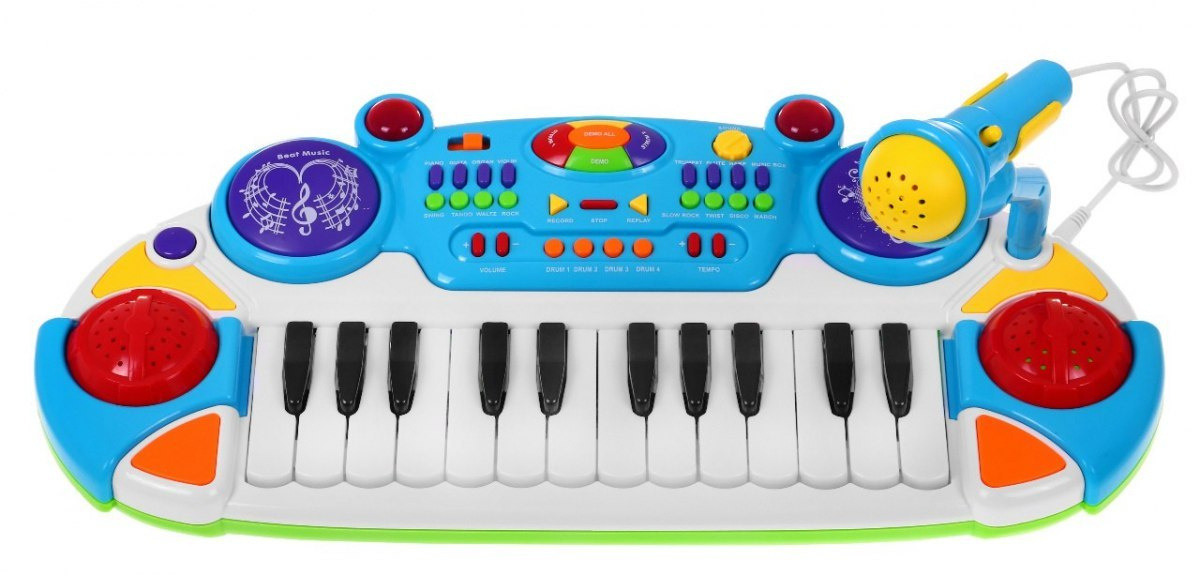 Dětský elektrický keyboard se stolečkem modrý - Obrázek 2