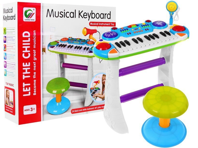 Dětský elektrický keyboard se stolečkem modrý