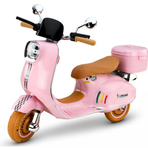 Dětský elektrický skútr Vespa 2x35W s kufříkem růžový