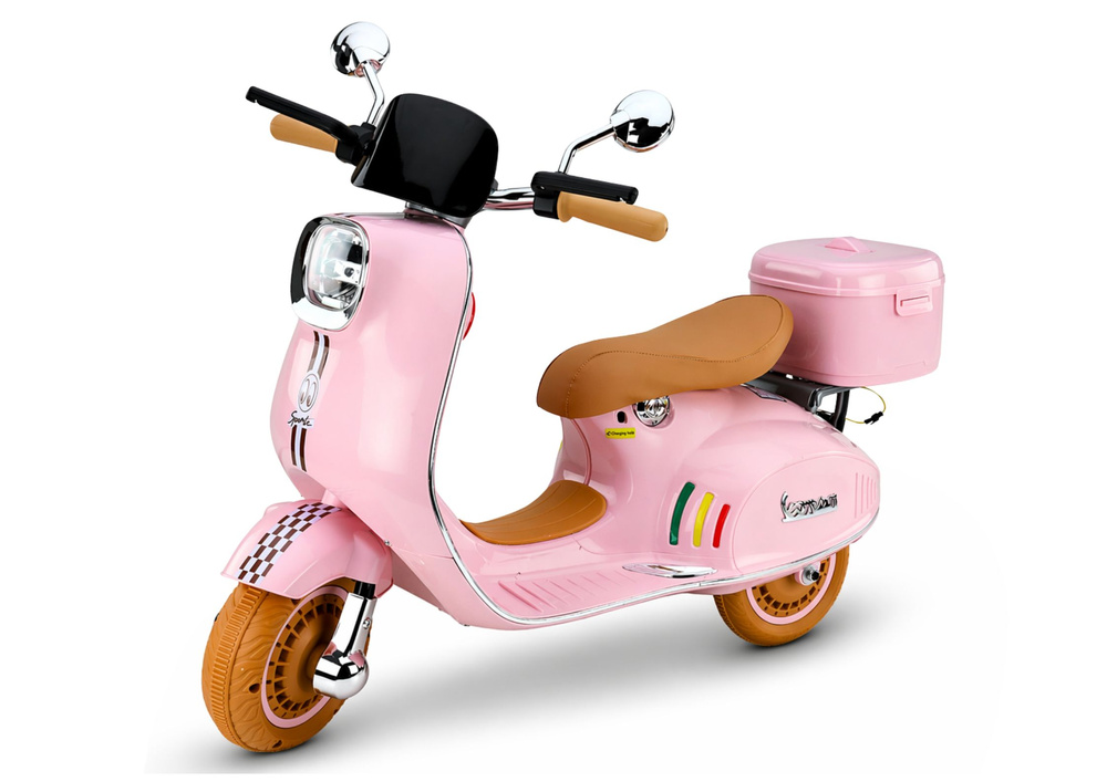 Dětský elektrický skútr Vespa 2x35W s kufříkem růžový