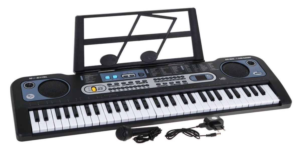 Dětský keyboard s mikrofonem černý - Obrázek 2