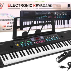 Dětský keyboard s mikrofonem černý