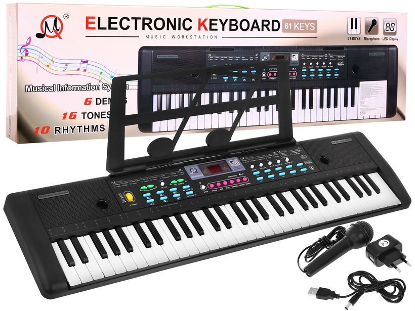 Dětský keyboard s mikrofonem černý