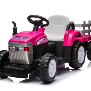 Mamido Dětský elektrický traktor s vlečkou Farm 24V 2x45W EVA kola růžový
