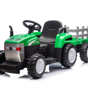 Mamido Dětský elektrický traktor s vlečkou Farm 24V 2x45W EVA kola zelený