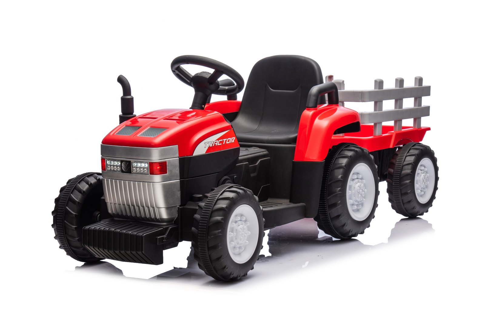 Mamido Dětský elektrický traktor s vlečkou Farm 24V 2x45W červený - Obrázek 2