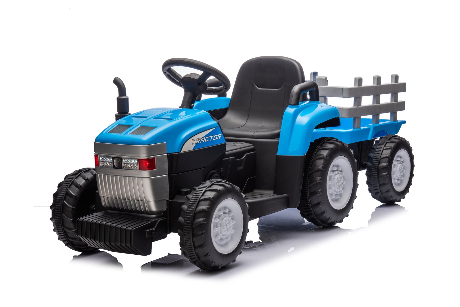 Mamido Dětský elektrický traktor s vlečkou Farm 24V 2x45W modrý - Obrázek 2