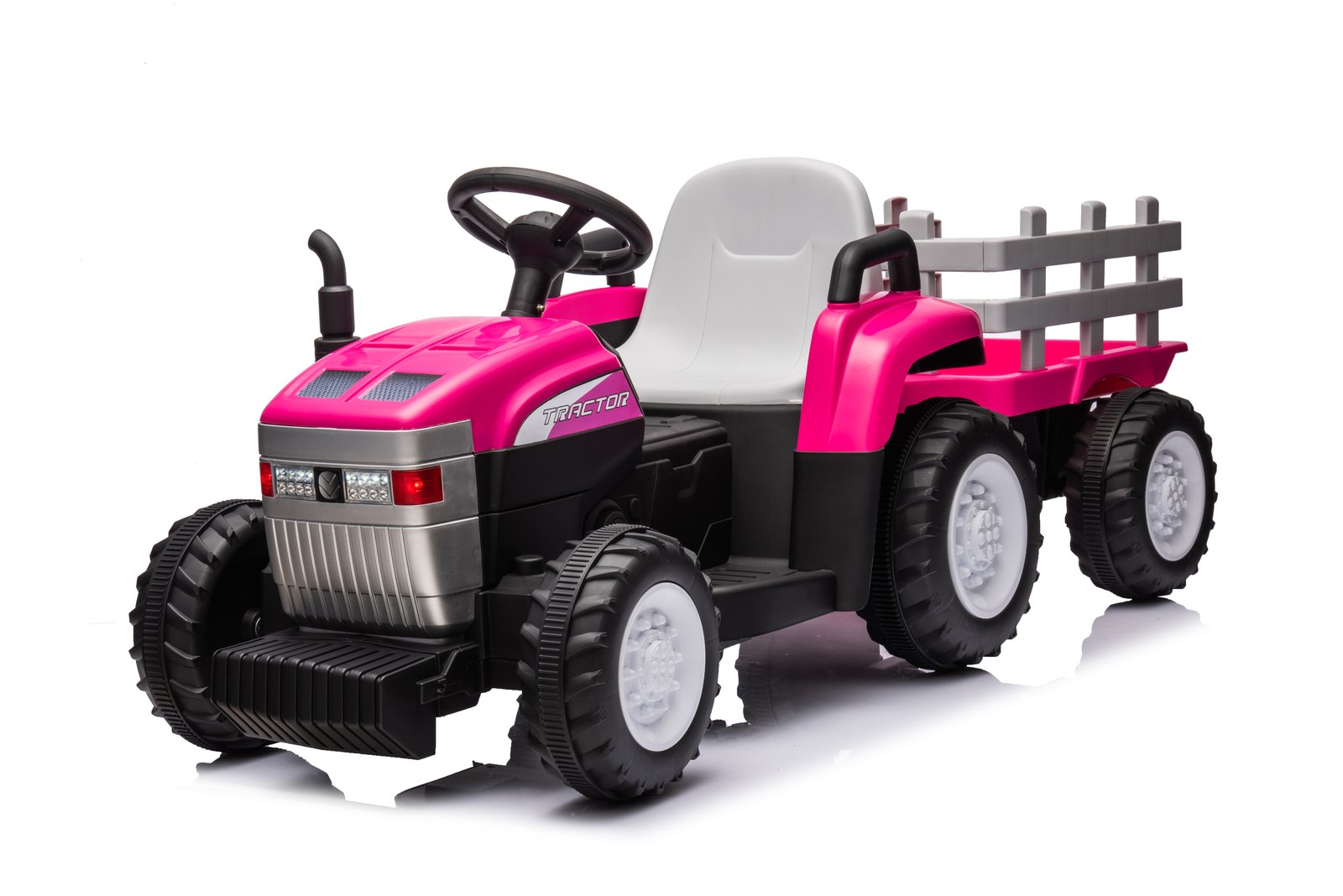 Mamido Dětský elektrický traktor s vlečkou Farm 24V 2x45W růžový - Obrázek 2