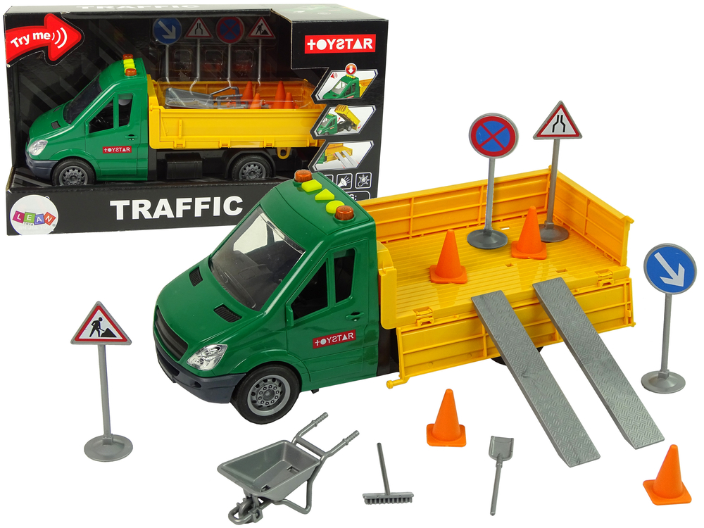 Nákladní auto s dopravními značkami