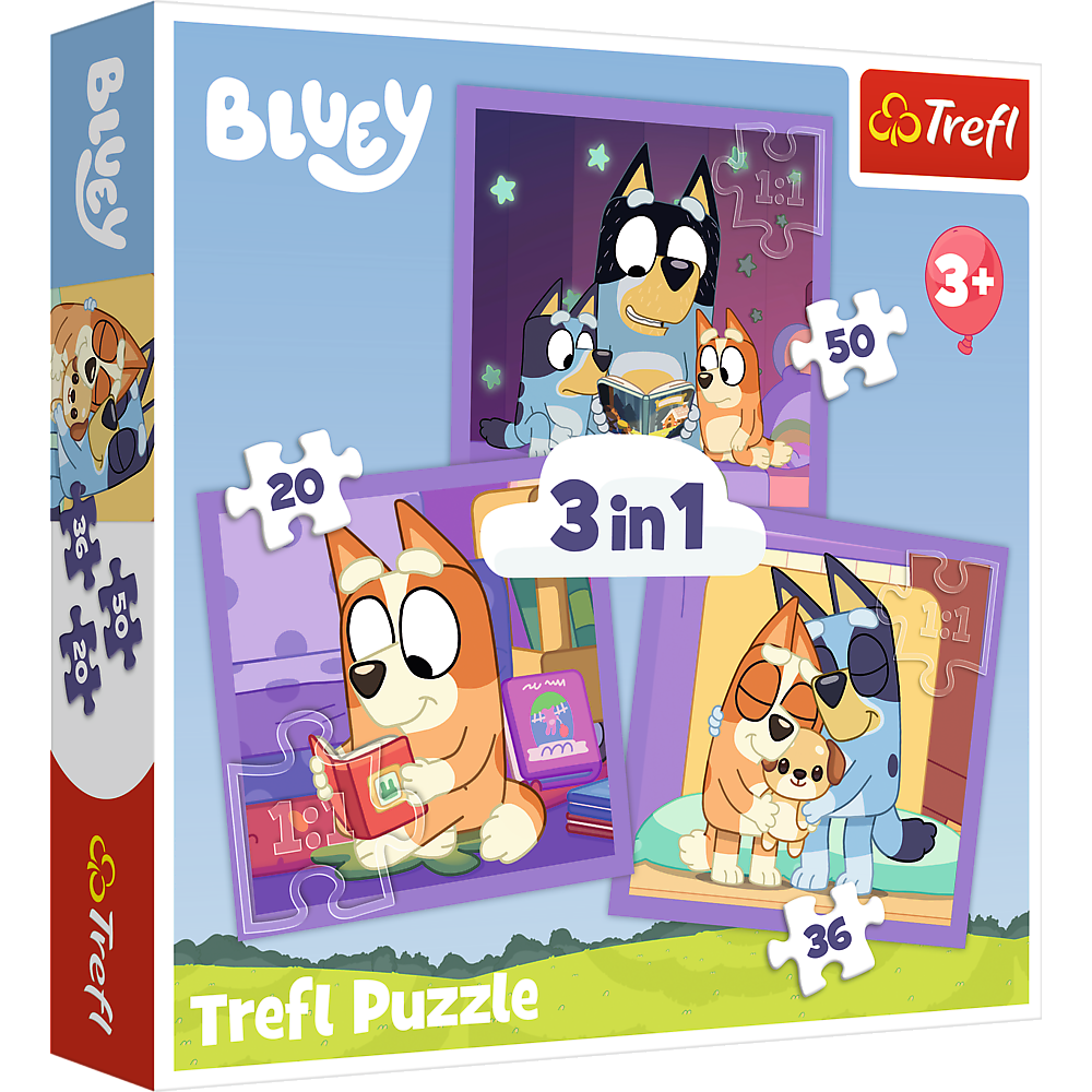Puzzle 3v1 Poznej Bluey Trefl 34895