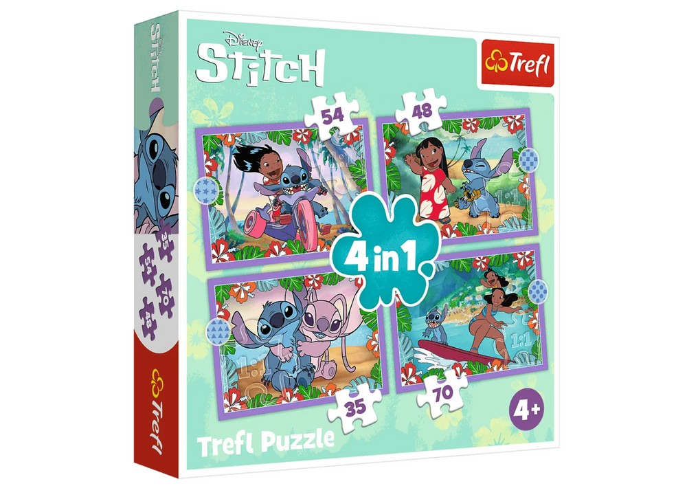 Puzzle Bláznivý den Lilo a Stitch 4v1 Trefl