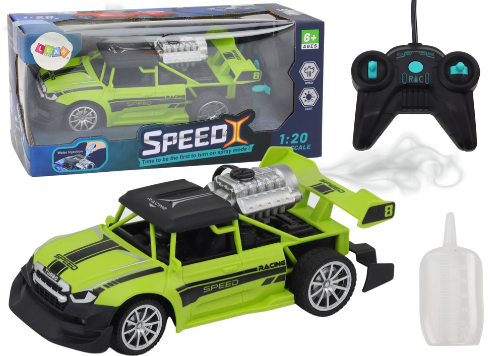 RC auto na dálkové ovládání 1:20 s kouřovým efektem a světly zelené