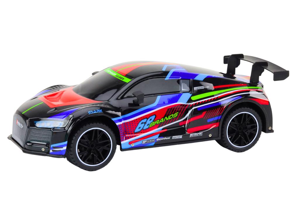RC sportovní auto na dálkové ovládání 1:10 25 km/h se světly černé - Obrázek 2