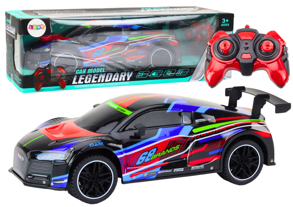 RC sportovní auto na dálkové ovládání 1:10 25 km/h se světly černé