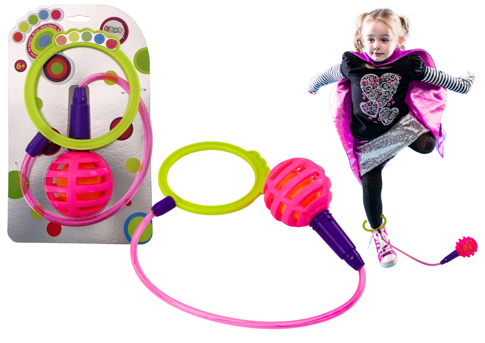 Skákací hračka Hula Hoop na nohu růžová s LED diodami