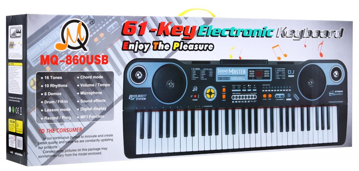 Velký keyboard s mikrofonem MP3 černý - Obrázek 2