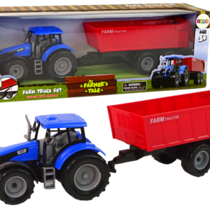 Zemědělský traktor s přívěsem modrý