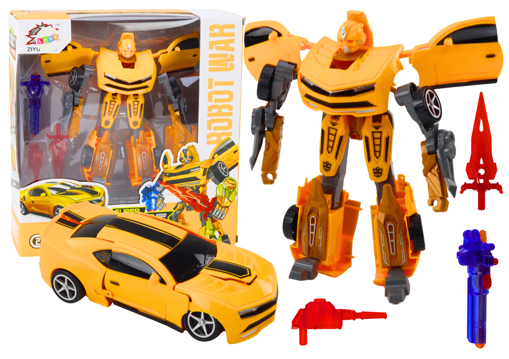 Auto-robot Transformers 2v1 sportovní žlutý