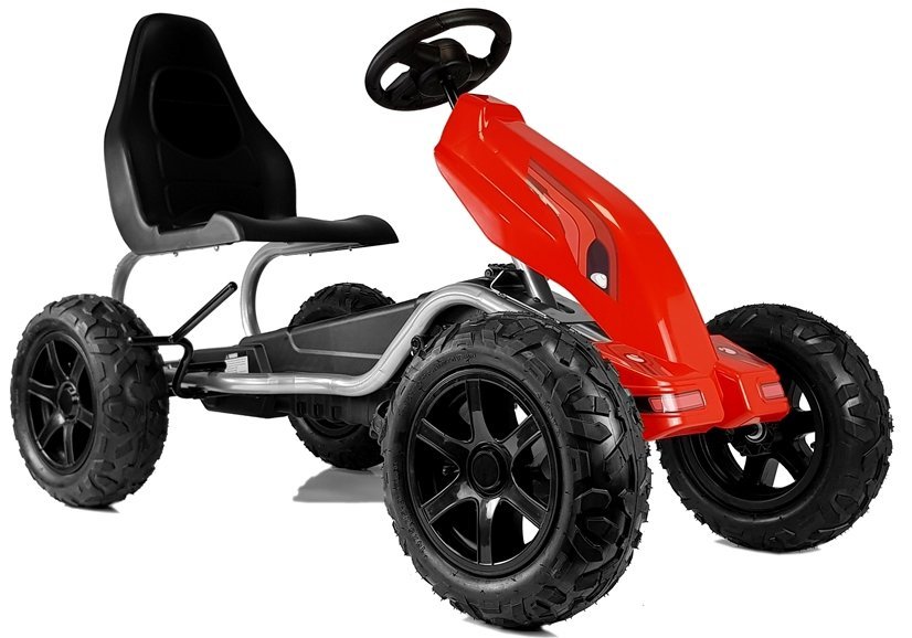 Dětská šlapací motokára s nafukovacími koly Monster červená - Obrázek 2