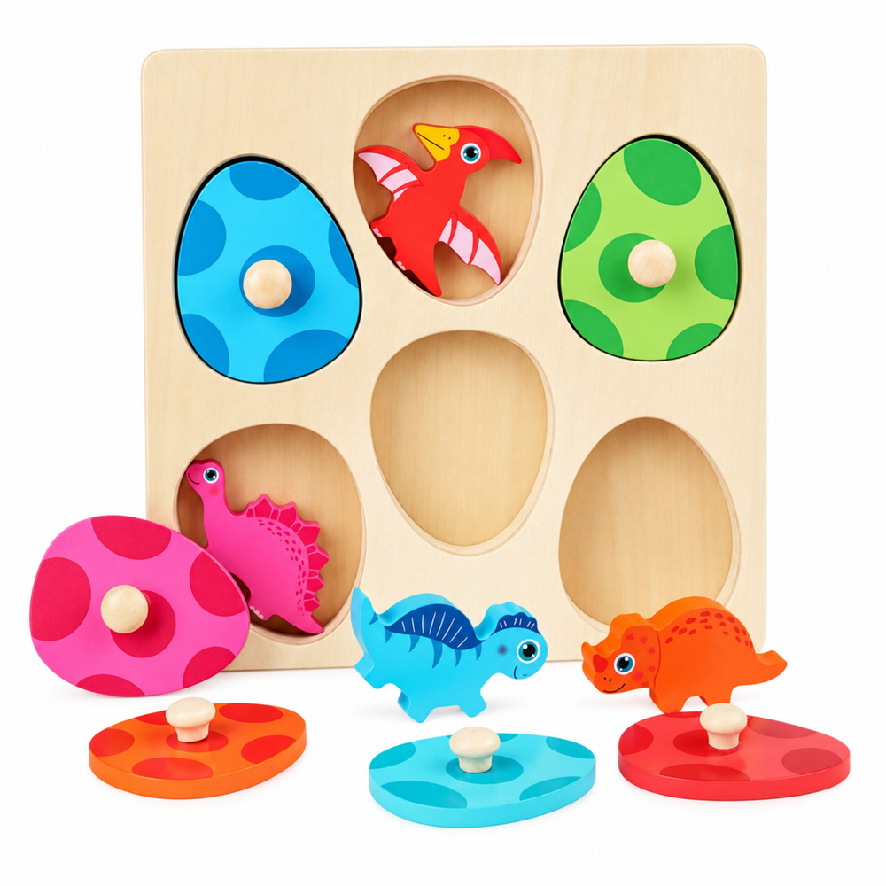 Dřevěné vkládací puzzle dinosauři - Obrázek 2