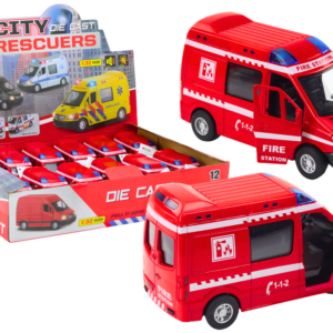 Hasičské auto s otevíracími dveřmi a efekty 1:32 červené