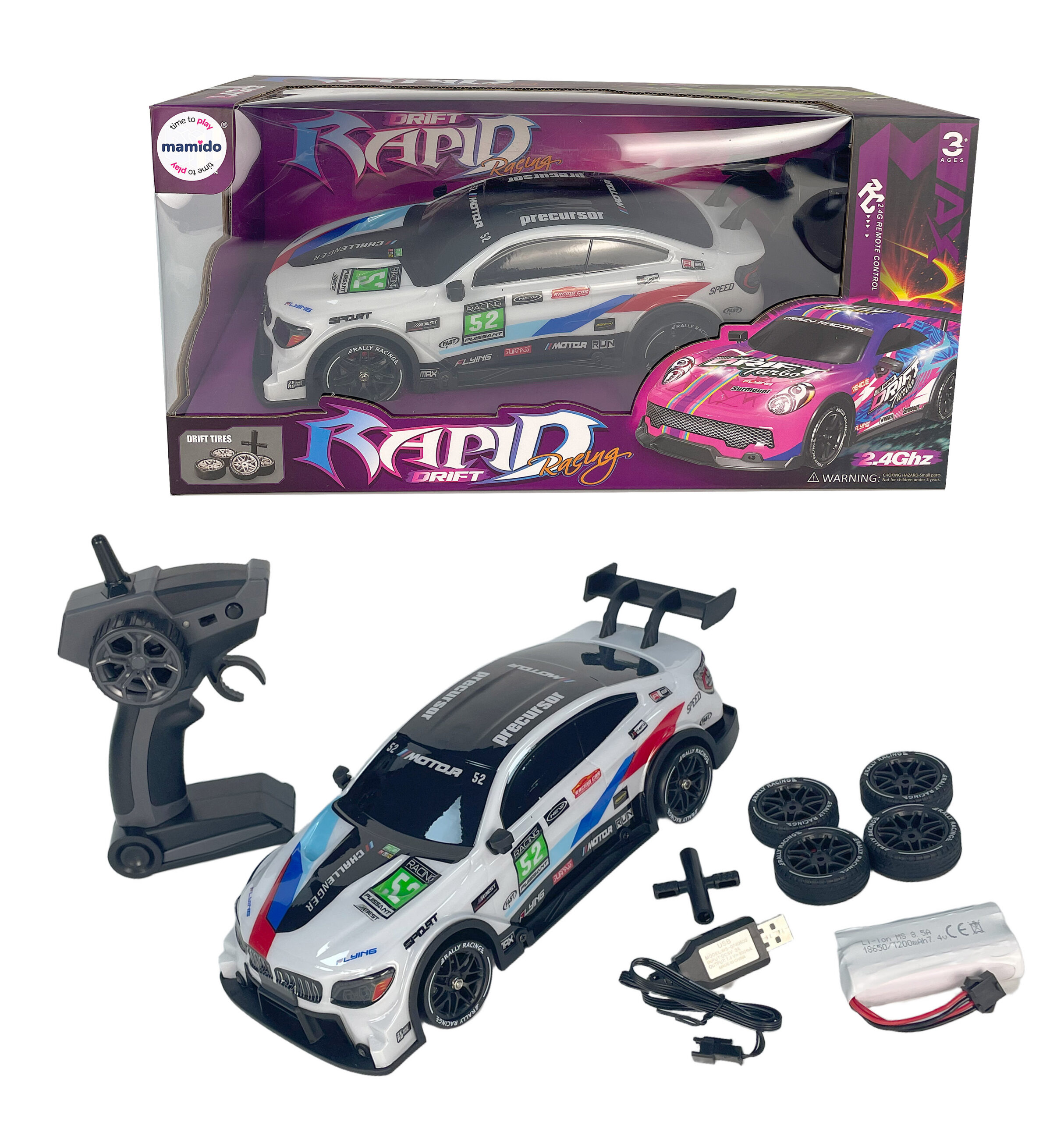 Mamido Auto na dálkové ovládání RC Drift Auto 1:16 4WD 2.4GHz bílé