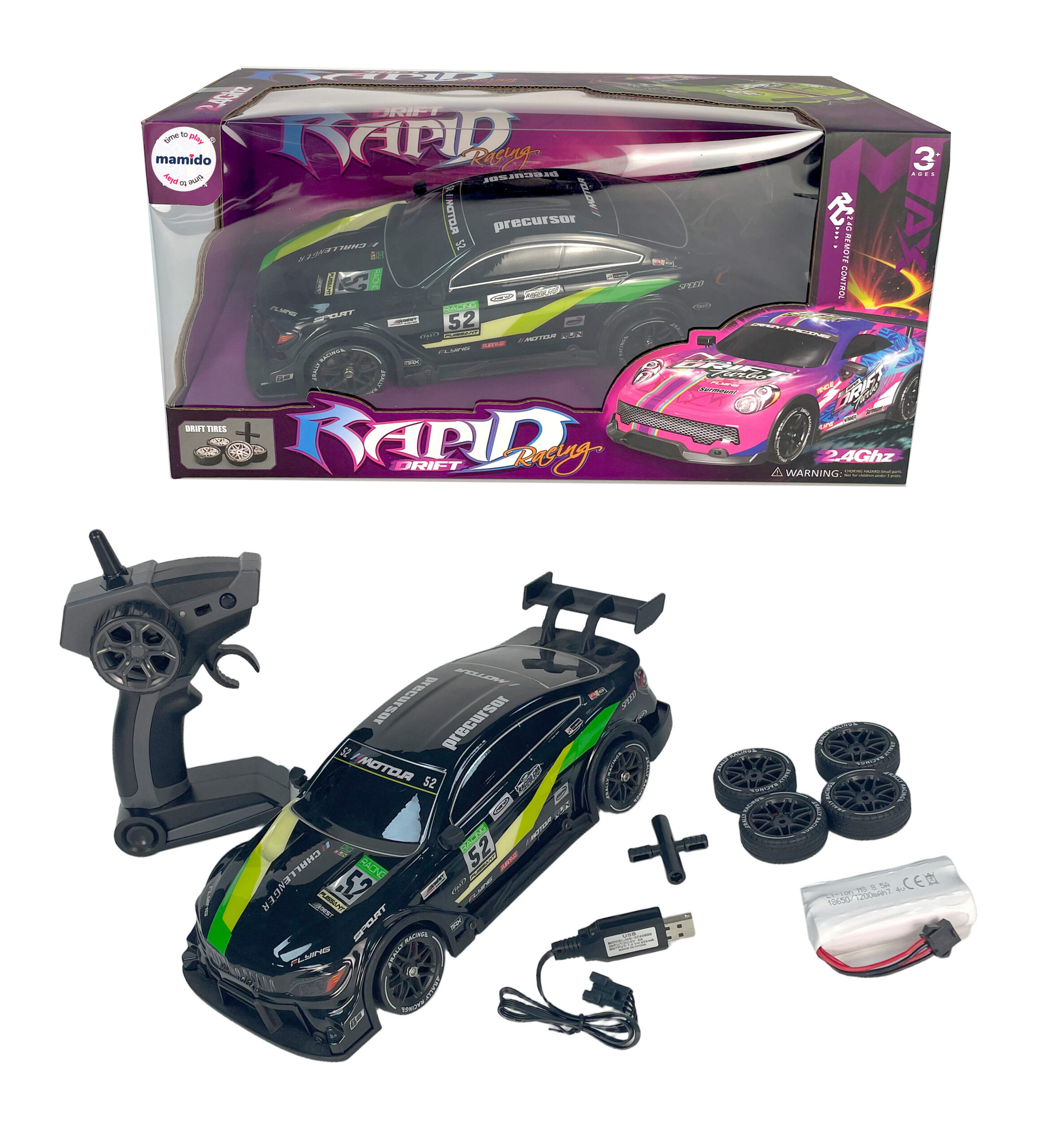 Mamido Auto na dálkové ovládání RC Drift Auto 1:16 4WD 2.4GHz černé