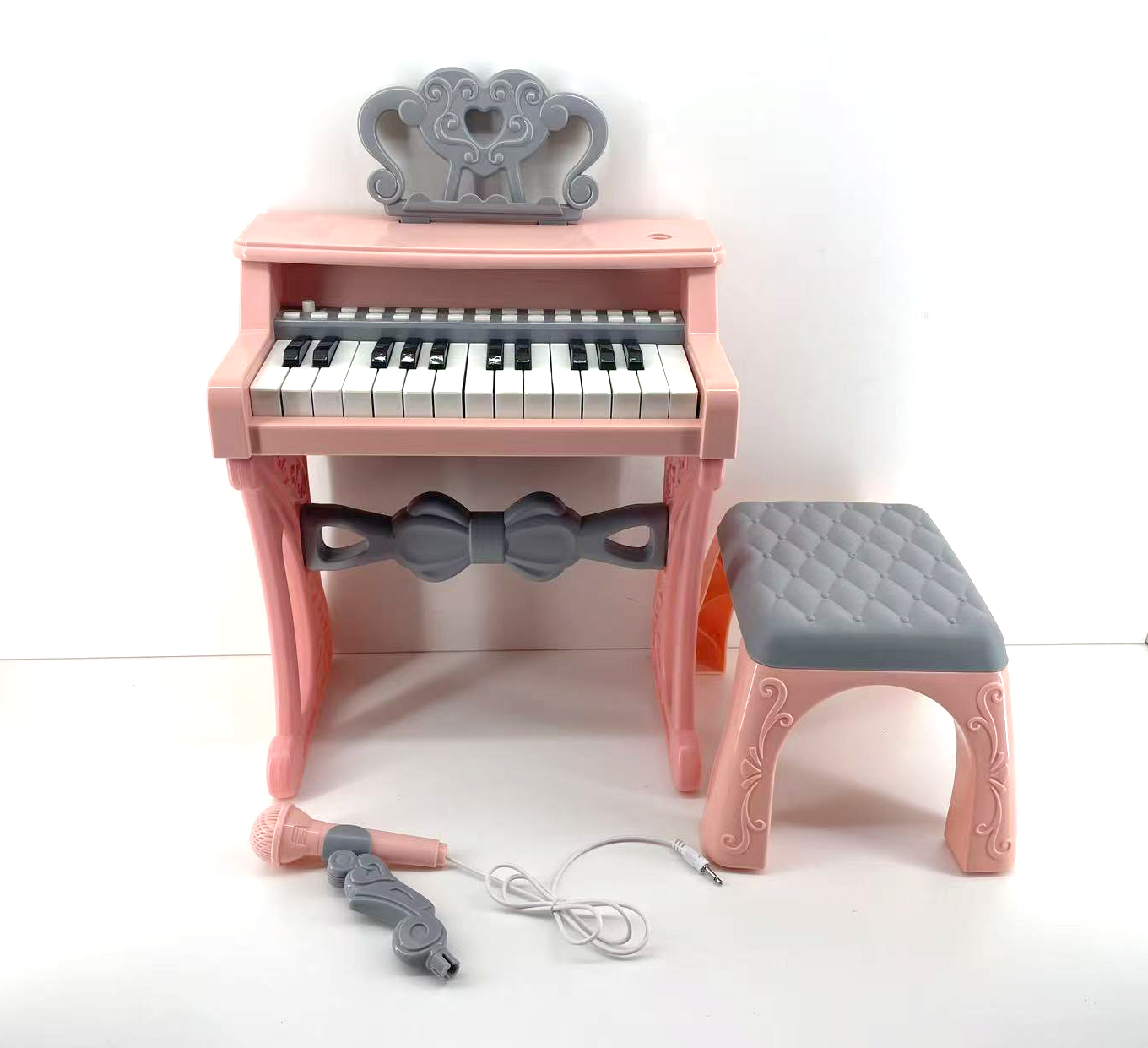 Mamido Dětský elektrické piano s židlí a mikrofonem 25 kláves růžové - Obrázek 2