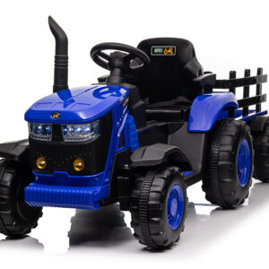 Mamido Dětský elektrický traktor s vlečkou 12V 7Ah EVA kola ECO kůže modrý