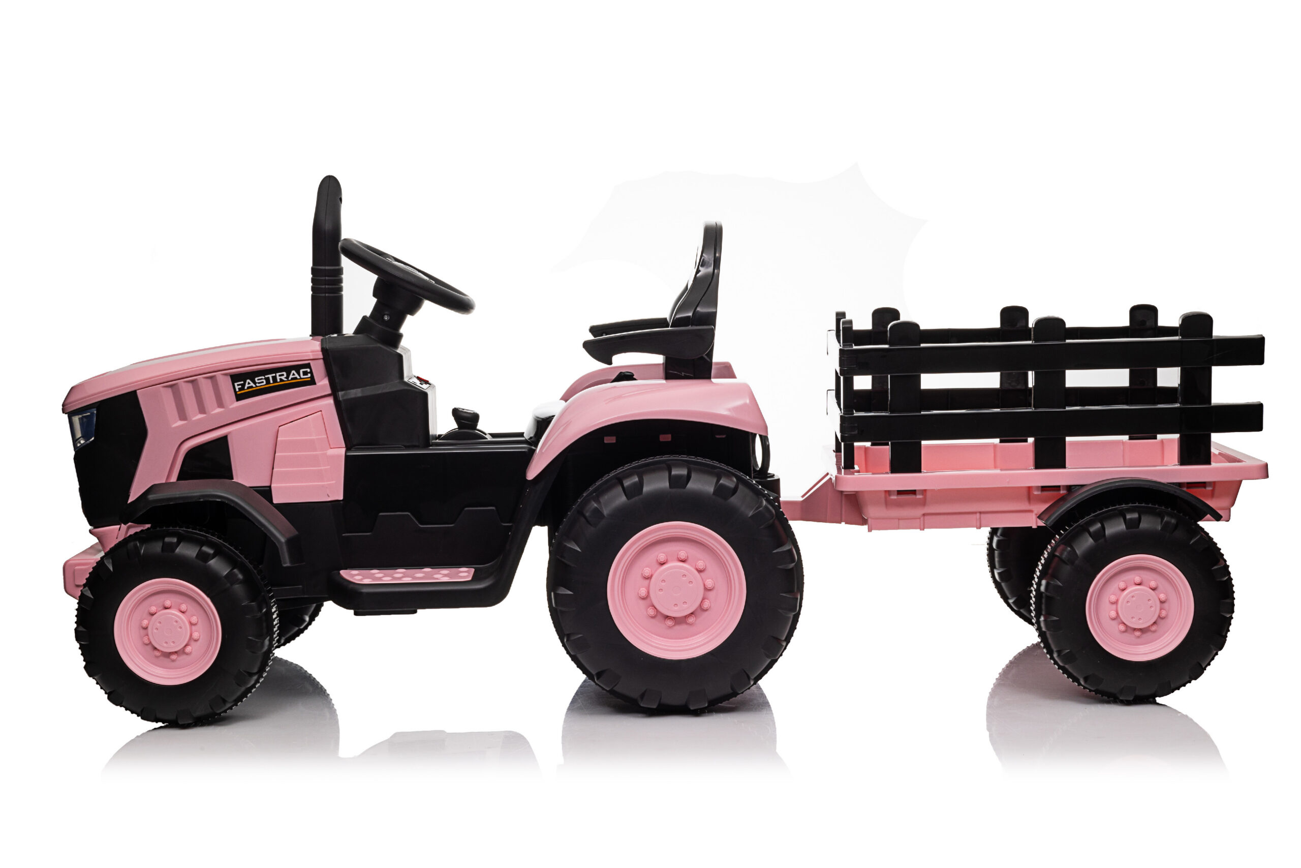 Mamido Dětský elektrický traktor s vlečkou 12V 7Ah EVA kola ECO kůže růžový - Obrázek 2