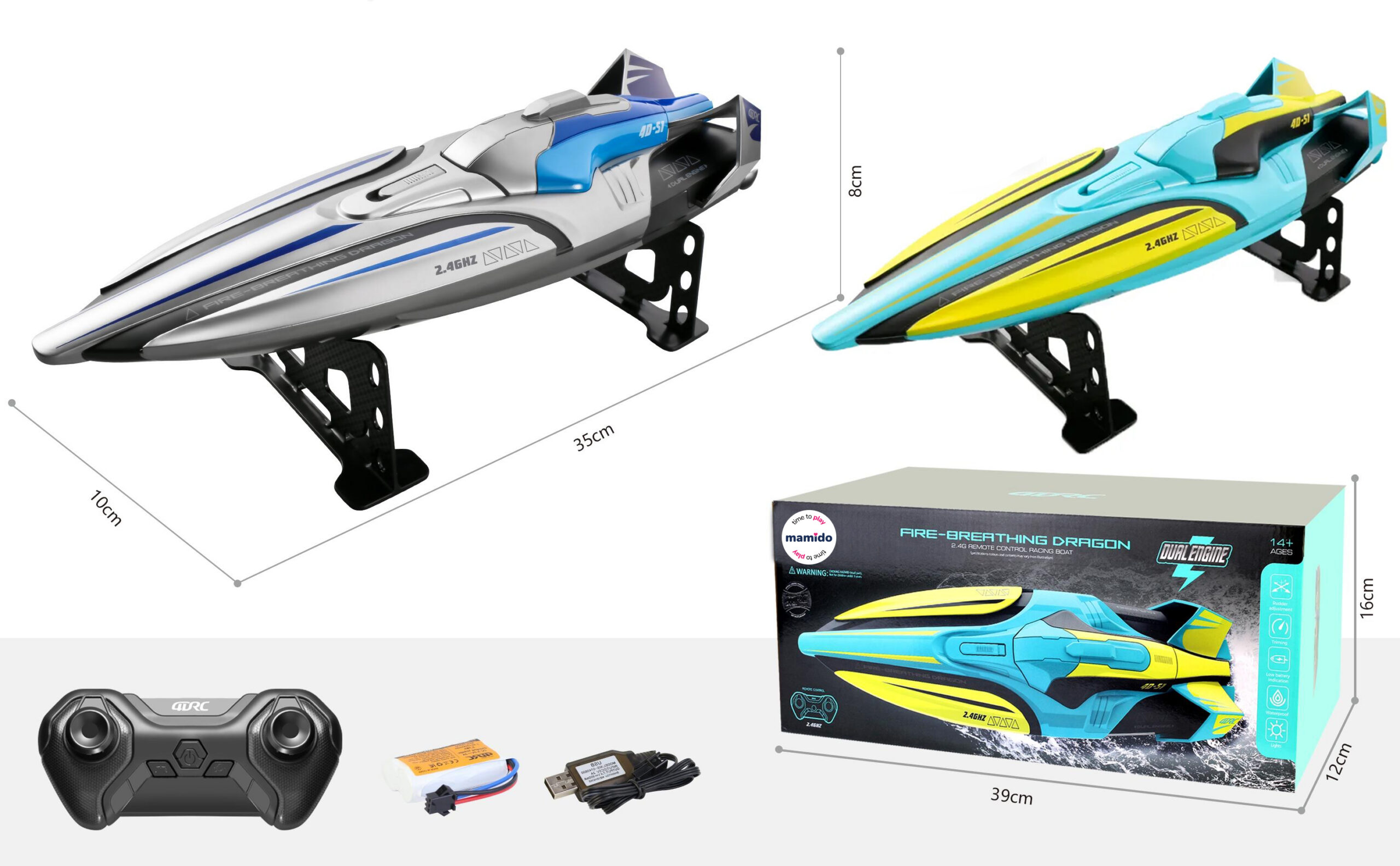 Mamido Loď na dálkové ovládání Dragon Dual Engine šedá