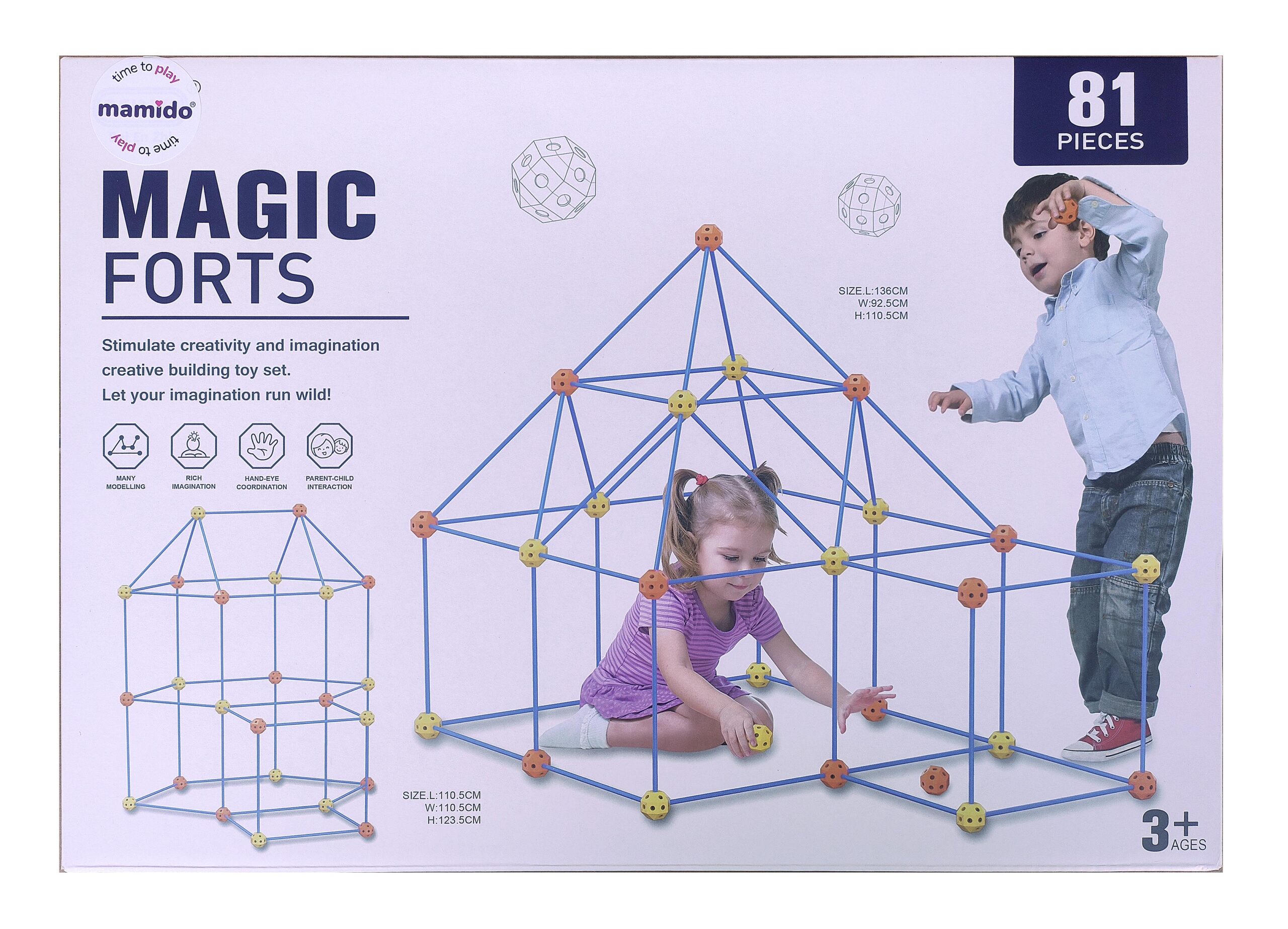 Mamido Magic forts Konstrukční stavebnice velké slámky a spojky 81 dílů - Obrázek 2